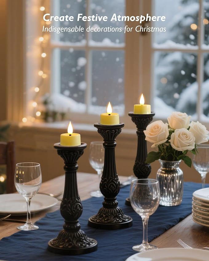 Amagic Flameless Timer Remote Tealights Candles, 3D Black Wick Flickering Tea Lights, 400+Hour Ivory Votive Candles Battery Operated, Set of 24 for Wedding Table Decor, Halloween, Christmas, Holiday