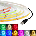 5V USB COB Led Strip Light White/Red/Green/Pink/Ice Blue/Yellow 300 Leds Flexible Ribbon DC Night Lamp TV Backlights Home Decor for Under Cabinet Kitchen Living Room Shelving (Natural White, 2M)