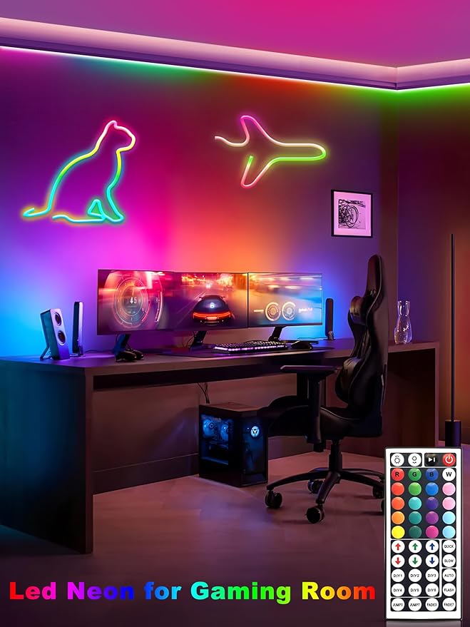Multicolor Neon Led Rope Lights 32.8ft Led Strip Lights Outdoor Waterproof with Music Sync, Led Lights for Bedroom with Remote and App Control for Gaming Living Room Party (red, Green, Blue