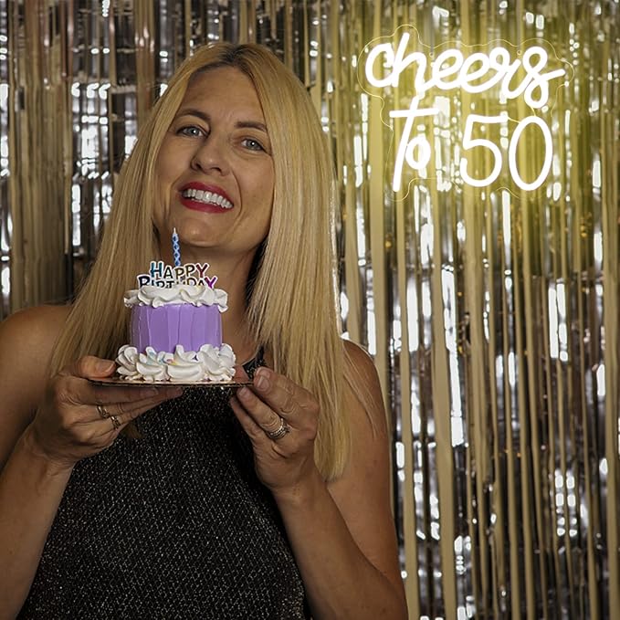 Cheers to 50 Neon Sign Happy 50th Birthday LED Signs for Wall Decor Warm White Neon Light Sign Letter Neon light Cheers to 50 Years Neon Signs for Bedroom Bar Birthday Wedding Party Decor