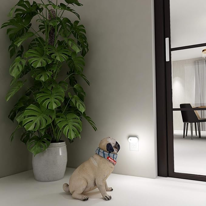 Lyridz 120LM Ultra Bright Plug-in Motion Sensor Night Light, Stepless Dimmable LED Nightlight, Always-On and Auto-Off, for Hallway, Stairs, Bathroom, Bedroom, Garage, Cool White (6-Pack)