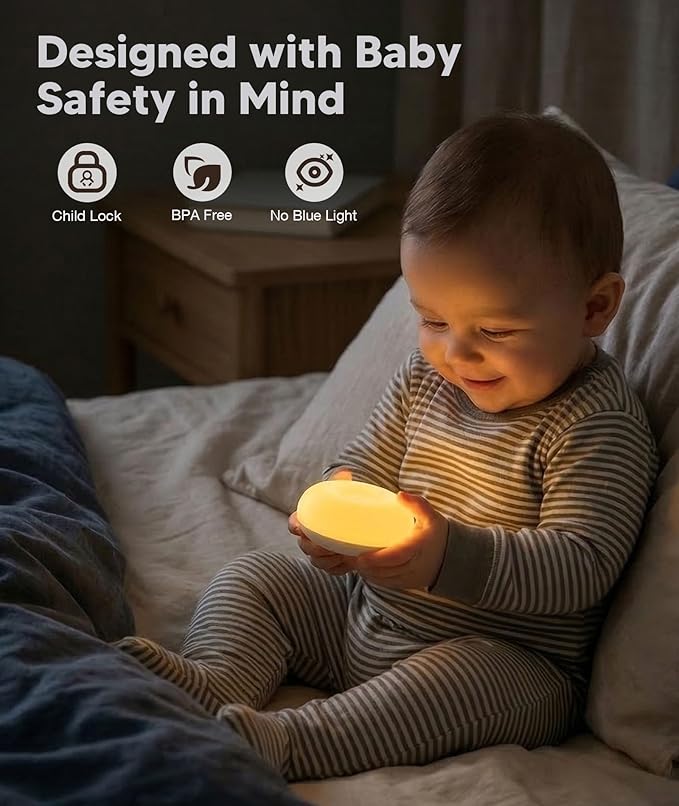Baby Night Light, 0 Blue Light Nursery Night Egg Light for Breastfeeding, 1800K Amber BPA-Free Silicone Lamp with Child Lock, Dimmable Touch & Flip Control, Rechargeable Bedside Light for Kids Toddler