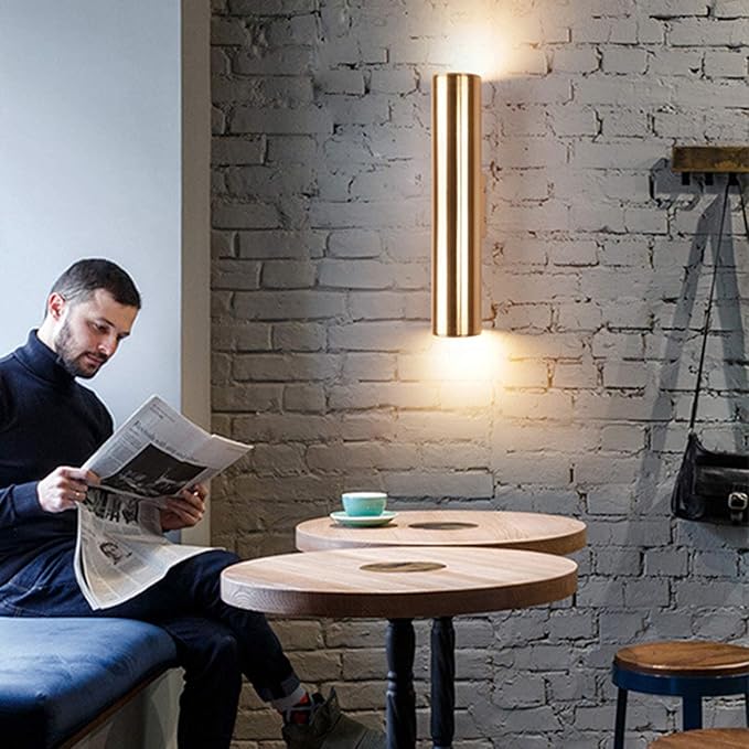 Indoor Led Creative Loft Warm Light Modern Corridor Living Room Bedside Lamp Decoration Alumiwall Lighting,Golden,10X50Cm(7W) (Golden 10X30Cm(7W))