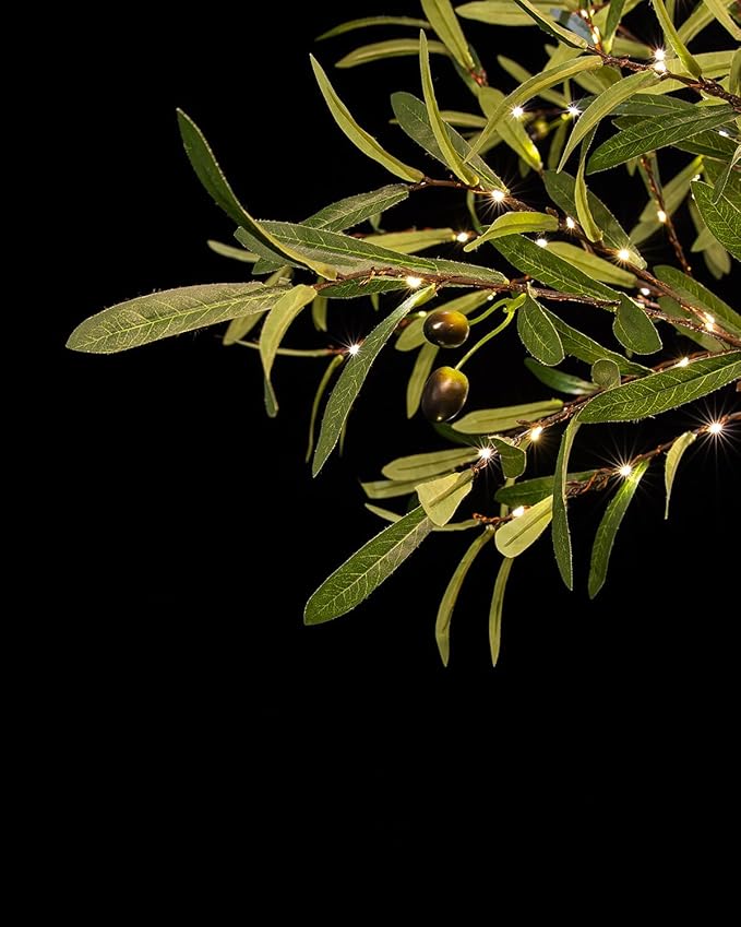 6ft Lighted Olive Tree with 300 Warm White LED Lights, Dimmable, Ideal for Indoor & Outdoor Holiday Decor, Home, Garden, Wedding & Party