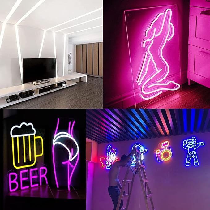 Green Neon LED Strip Light, 16.4ft/5M Flexible Rope Light - 12V DC, 600 LEDs, Waterproof for Indoor & Outdoor Home Decor (Include Power Adapter)
