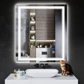 36"x32" LED Bathroom Mirror with Anti-Fog, Stepless Dimmable Lights, 3 Color Modes, Shatter-Proof Tempered Glass,Waterproof Design