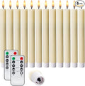 WYZworks 10" Fluted LED Ivory Grooved Pillar Candles with 2 Remotes & 24h Timer Memory, On/Off Switch - Flameless Dimmable Battery Operated w/Flicker Mode, Home Wedding Decor (12 Pack)