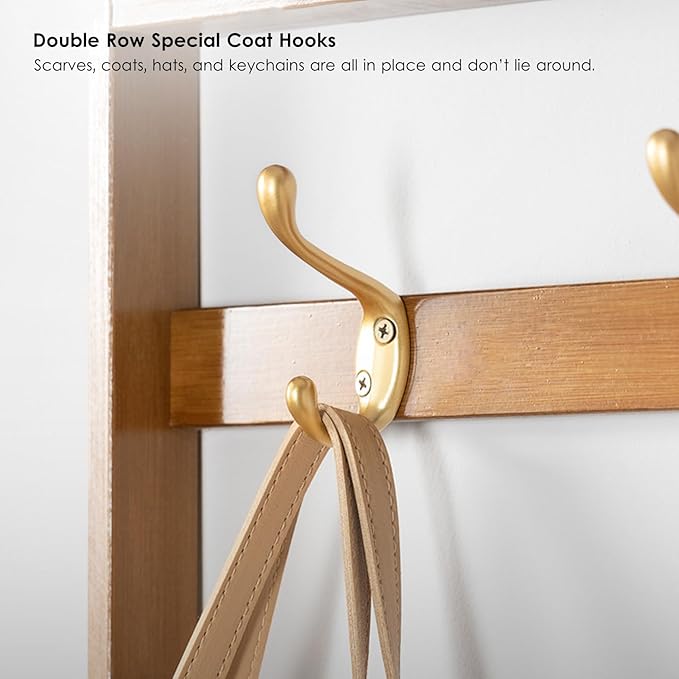 Modern Natural Rattan Coat Rack with 3 Flip Drawers Free Standing 3Tier Shoe Storage Rack for Heels and Slippers Entrance Hallway Entryway Organizer(50x17x186cm)