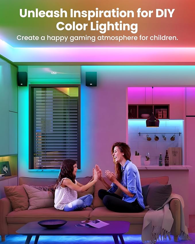 Pak LED Lights for Bedroom, 32.8ft(2 Rolls of 16.4ft) Smart RGB+IC LED Strip Lights with App/Remote Control, Music Sync Color Changing Flexible LED Lights with 64 Scene Modes for Party, Home, Gaming