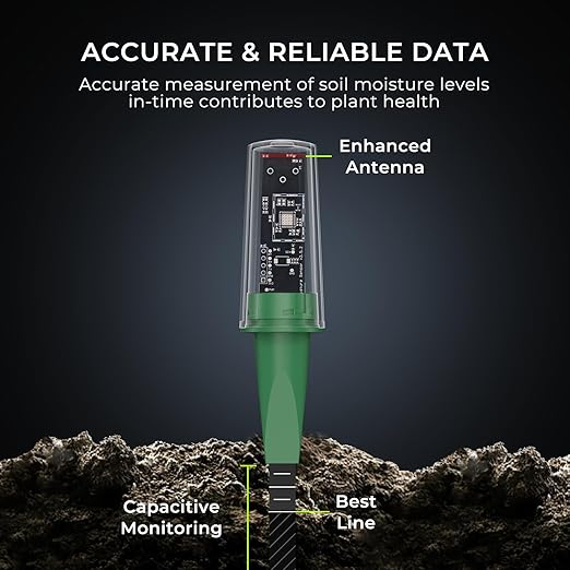 THIRDREALITY Smart Soil Moisture Sensor Gen2, Zigbee hub Needed, Enhanced Signal Stability, Capacitive Moisture Monitoring, Garden Planting, Compatible with Hubitat, SmartThings, Home Assistant, Homey