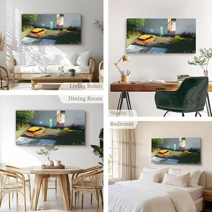 Wibinuki Wall Art Wall Decor Wall Paintings Modern house electric charging stion and AI security for Living Room Bedroom Bathroom Home Decor Can Be Hung Directly 20"x 40"