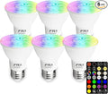 FTL PAR20 LED Bulbs Color Changing Light Bulbs with Remote Control, Dimmable RGB Colored Bulbs 2700K-6000K 7W 60W Equivalent, Timer,30 Colors, Flood Light for Track Recessed Lighting, 6-Pack