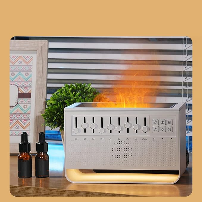 White Noise Diffuser, Aromatherapy Humidifier with 8 Nature Sounds and Ambient Lights, Simulation Aromatherapy Diffuser, 200ml Water Tank, Ideal Decor Gifts, for