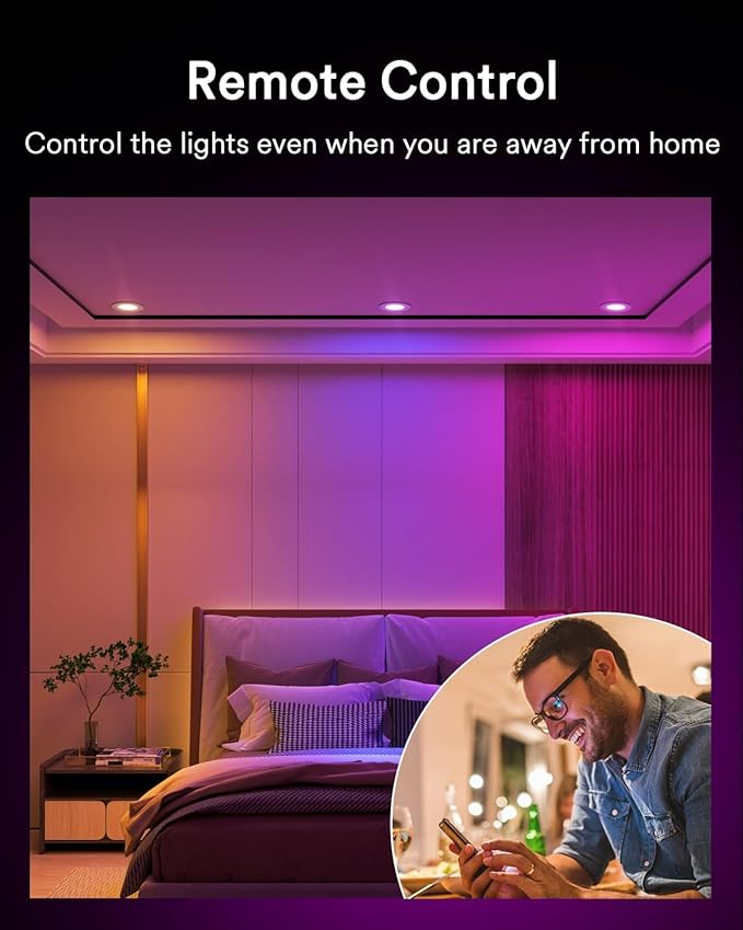 Lumary 3 Inch Smart LED Recessed Light, Color Changing Wafer WiFi Ceiling Downlight, Canless w/J-Box, Compatible with Alexa/Google/Remote-Not Included, 7W 350Lm, 4 Pack