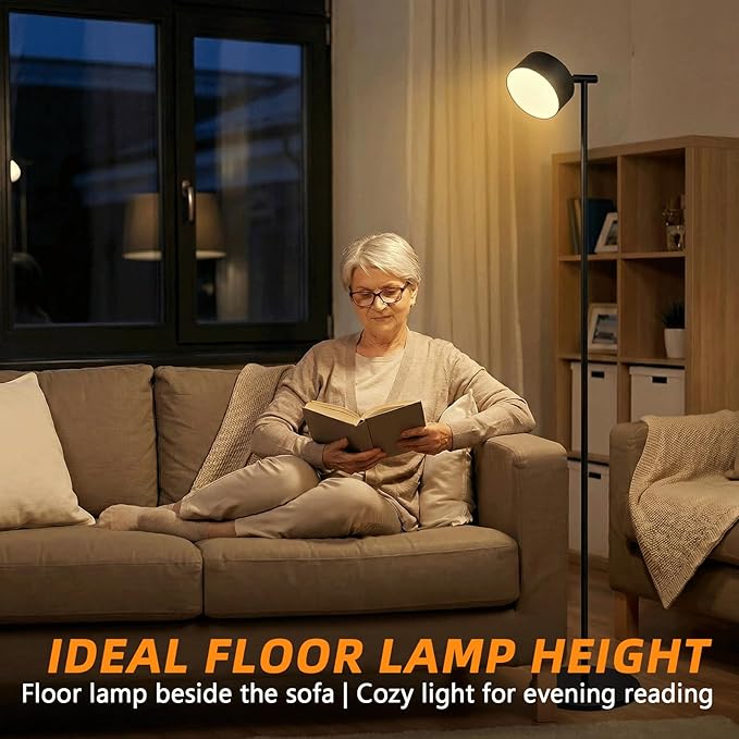 4-in-1 LED Floor Lamp with Detachable Magnetic Head - Adjustable Height Standing Lamp & Table Lamp, Portable Night Light for Bedroom, Reading, Nursing, Non-Disturbing Sleep Aid(Black)