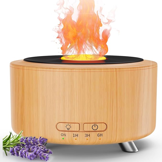 Essential Oil Diffuser for Home, 500 Aromatherapy Diffuser Oil Machine for Office Room Yoga, Aroma Diffuser with Auto-Off Function, 9 Colors LED Night Light, Light Wood