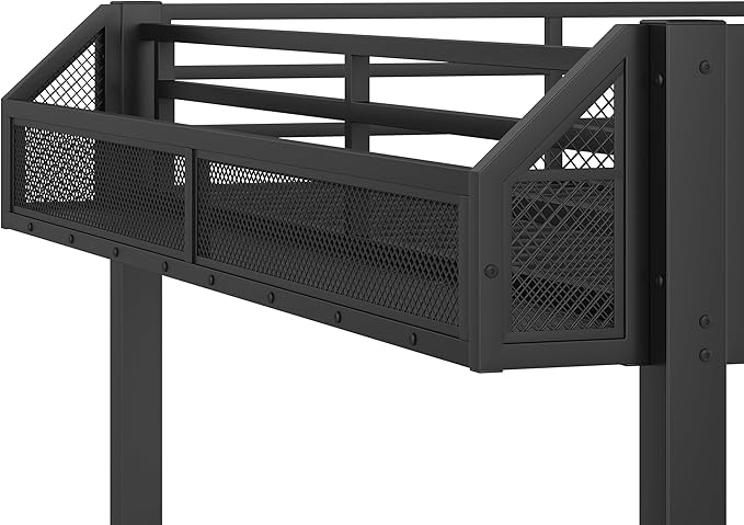 Bellemave Metal Full Over Full Size Bunk Bed Frame with Storage Drawers and Shelves,Heavy Duty Kids Bunk Beds with LED Lights and Charging Station for Teens,Adults,Convertible into a Sofa Bed,Black