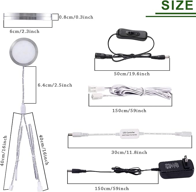 AIBOO Linkable Under Cabinet LED Lighting 12V Slim Aluminum Dimmable Puck Lights with RF Remote Control & UL Listed Plug for Display Bookshelf Lighting(8 Lights, Daylight White)