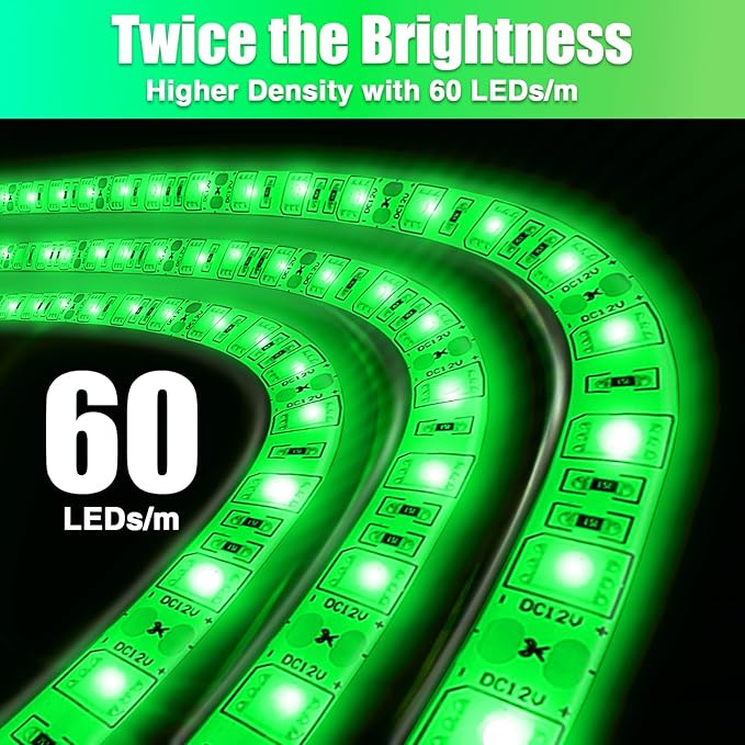 LED Boat Lights 32.8ft (2 Rolls of 16.4ft), LED Strip Lights, Waterproof Interior Light, Pontoon, Kayak, Cabin, Deck, Navigation Lights (Green)