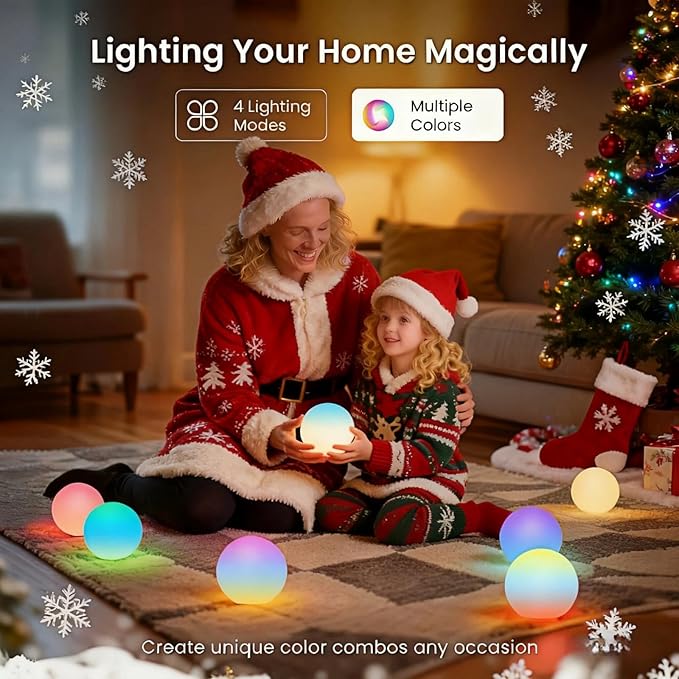 LOFTEK 3-inch Smart Sphere Night Light, Multi-Color Rechargeable Ball Lights, RGB Mood Lighting, Waterproof Ambient Light for Home Bedroom Patio Pool Decorative Lighting, Birthday, Xmas Gift, 1 Pack