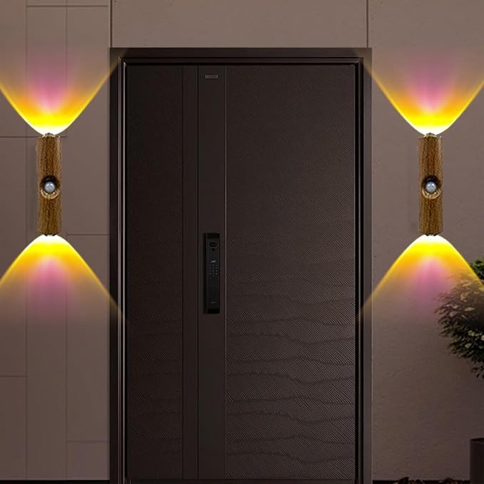 Motion Sensor Wall Lamp - Smart Indoor Night Light Wall Light, Stair Light Rechargeable Sensor Bathroom Light for Bathroom, Bedroom, Living Room, and Courtyard (Grain, 3 Colors)