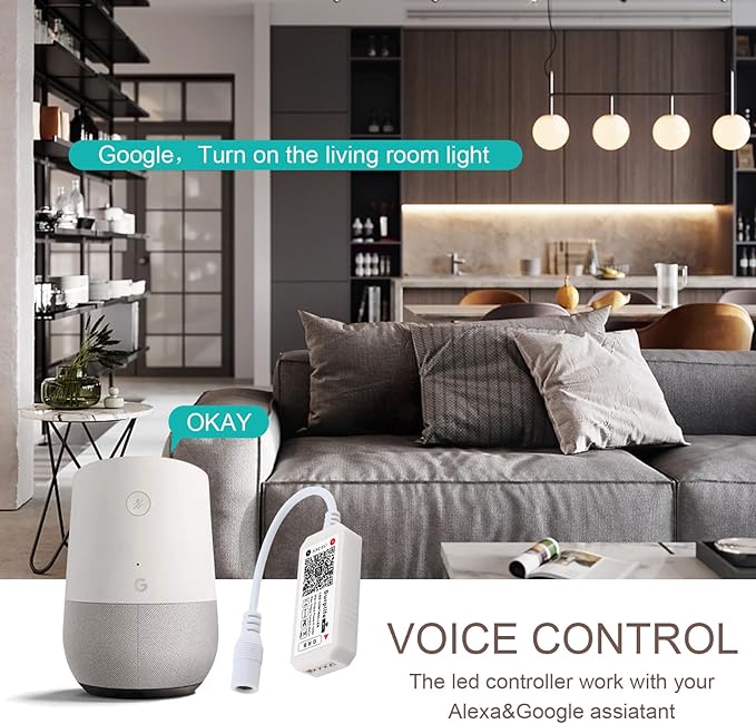 RGBZONE 4 Pin WiFi RGB LED Controller, RF Wireless Remote Control, DC 5V/12V/24V for 5050 3528 5630 RGB LED Strip Lights, Compatible with Alexa Google Home IFTTT