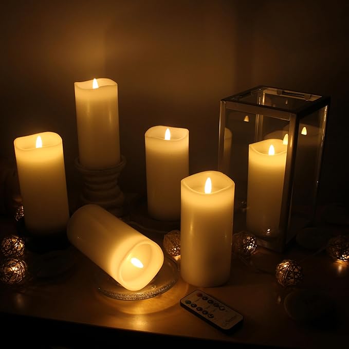 Stonebriar 3 Count White Real Wax 3x6 Flameless LED Pillar Candles with Remote and Timer