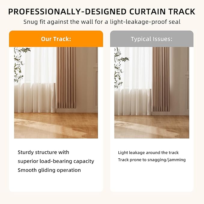 Electric Curtain Tracks | Matter over WiFi Electric Track, Smart Curtains Motorized Opener Curtains Rod with Remote Control - 165-189"