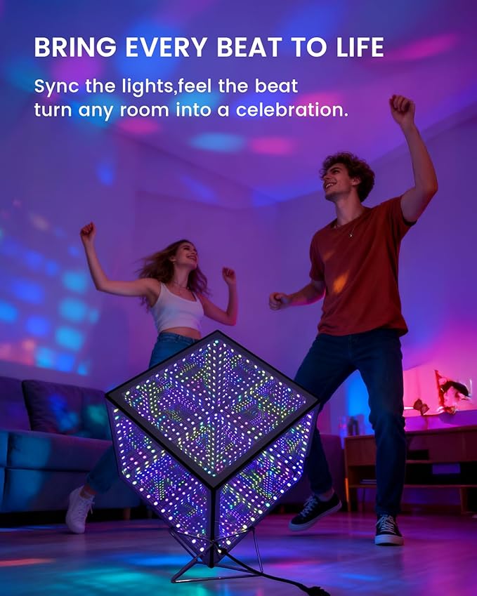 Infinity Hyper Cube LED Light Multicolor Desk Night Light with USB Controller and Stand (6 Inch)
