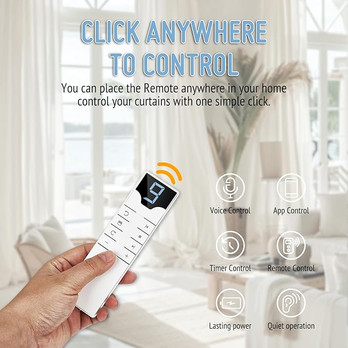 Keego Automatic Curtain Opener and Closer Smart Curtain Opener with Solar Panel,Remote Control App/Timer, High-Performance Motor,Work Compatible with Alexa, Google Home,HomeKit (white-2pc)