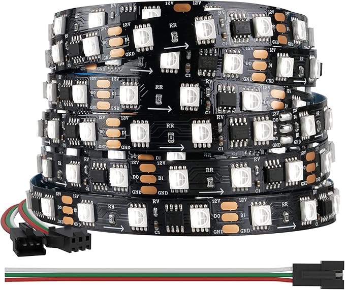 BTF-LIGHTING WS2814 IC RGBW RGB+Cool White (Similar WS2812B) Addressable DC12V 16.4FT 60LED/m 20pixel/m Flexible 4 Colors in 1 Dream Color LED Strip IP30 for Home Decor (No Adapter or Controller)