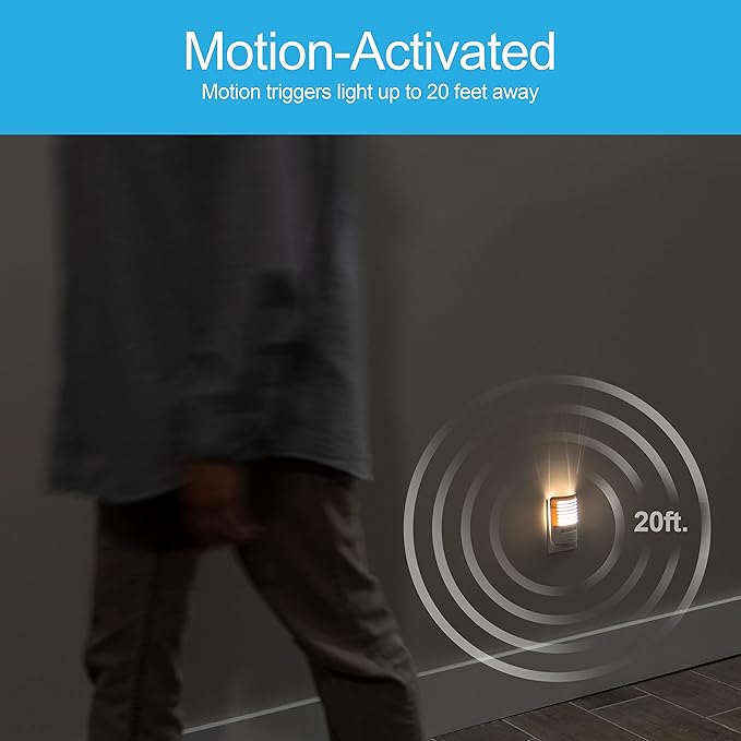 GE LED Night Light, Motion Sensing, Dimmable, Louver Shade, White, Plug-in, UL-Certified, Ideal Nightlight for Bedroom, Bathroom, Kitchen, Hallway and More, 67555