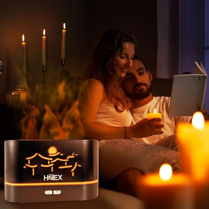 Colorful Flame Aromatherapy Diffuser – 200ml Ultrasonic Essential Oil Diffuser with 7 LED Lights & Whisper-Quiet Design – Cool Mist Humidifier for Relaxation, Bedroom, Yoga, Meditation & Home Décor