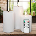 White Flameless Pillar Candles, Battery Operated Wax Candles with Remote, Flat Top Flickering Flameless Candles, LED Candle for Home, Wedding, Party Decor, Set of 3, Φ 3" H 4" 5" 6"