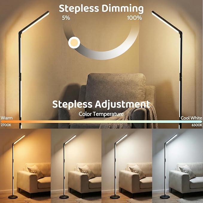 LED RGB Corner Floor Lamp Foldable Floor Light 2200K-6500K Tunable White with 16 Million Custom Colors Remote/App,Timer Setting (RGB Foldable Floor Lamp)