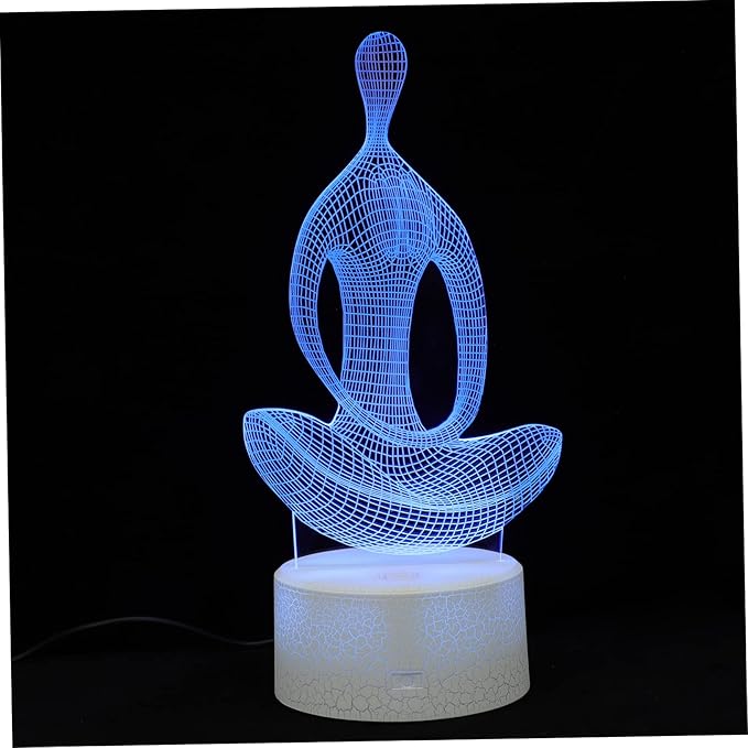 DOITOOL 1set Colorful Touch Led Night Light Meditator Design Cozy Atmosphere for Bedroom Yoga Meditation Decor USB Powered Gentle Glow for Boys and Girls Adults