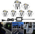 6 Pack LED Stair Lights Kit Low Voltage Waterproof IP65 Outdoor 1-2/5" Recessed Wood LED Deck Lighting Yard Garden Patio Step Landscape Pathway Decor Lamps,Cool White