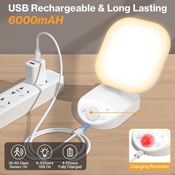 Rechargeable Motion Sensor Wall Light, Magnetic Wireless Closet Light with Remote, Adjustable Lighting & Swivels, Wall Sconce Battery Operated, Motion Sensor Light for Porch Hallway Garage Stairs