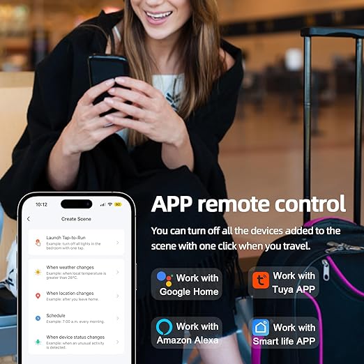 VIPMOON WiFi Smart Light Switch, Mini Smart Breaker Module, APP/Voice Remote Control, Compatible with Alexa, Google Home, Tuya/Smart Life (1/2 Way, AC 100-240V)
