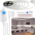 Under Cabinet Lights Plug-in Motion Sensor LED Strip Lights Indoor Cold White 6000K Super Bright 2000lm with 12V Adapter, Dimmer and Timer for Kitchen Cabinet, Shelf, Wardrobe, Stairway…