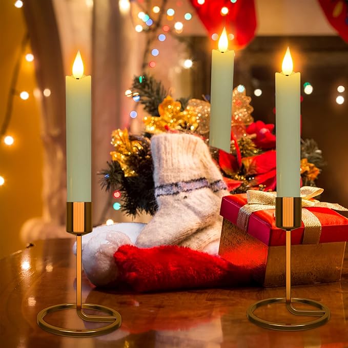 Punasi Flameless LED Taper Candles, 6pcs Battery Operated 6.5" Ivory Flickering Candlesticks with Remote Timer, Real Wax Warm White Candle Light for Room Home Halloween Christmas Decor