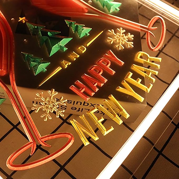 Happy New Year LED Neon Sign for Wall Decor USB Adjustable Brightness Living Room Bars Barbers Pub Wedding Party Salon Club Gatherings Gaming Room Man Cave Halloween Christmas Birthday Art Wall Decor