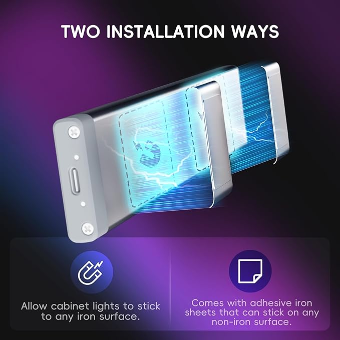 Under Cabinet Lights with Charging Station, 24LED Dimmable Rechargeable Motion Sensor Light Indoor with 15 Color Temperatures, Magnetic RGB Stick-Anywhere Closet Light for Stair Kitchen (3)