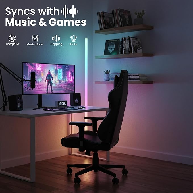 Smart RGBIC Corner Floor Lamp with App & Remote Control, Music Sync LED Ambient Light,16 Million DIY Colors,1500 Lumens 80+ Scenes, Color Changing Standing Lamp for Living Room, Bedroom & Gaming Setup