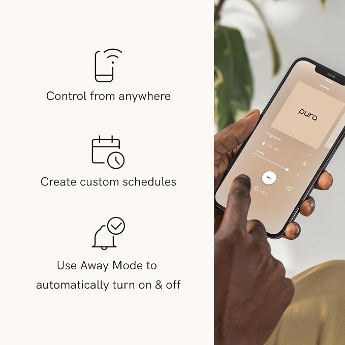 Pura Smart Home Fragrance Device Starter Set - Pura 4 - Scent Diffuser for Home - Includes Fragrance Aroma Diffuser - Square Box, Dew and Salt Scent Refills