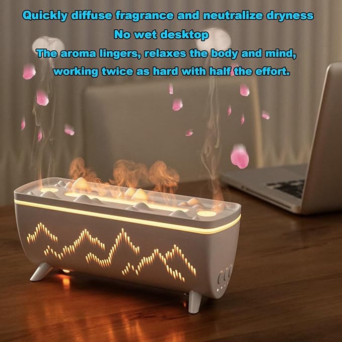 Flame Fire Diffuser Humidifier, 3 Colors Changing Oil Diffuser,Flame 2 Mist Modes, Ultra-Quiet Aroma Essential Oils Aromatherapy Diffusers for Bedroom, Office
