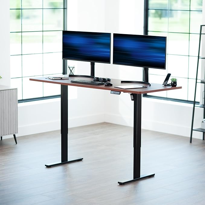 VIVO Electric 71 x 30 in Standing Desk, Memory Height Adjustment, 1B Series, Holds 220 lbs, Dark Walnut Top Black Frame, DESK-KIT-1B7D
