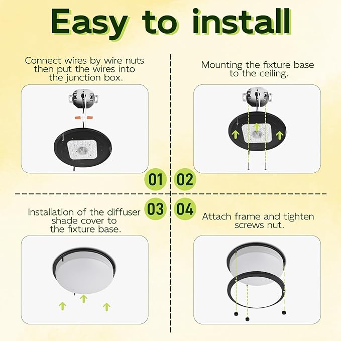 hykolity 16 inch Dimmable LED Flush Mount Ceiling Light Fixture, 36W, 2200LM, 2.7/3/3.5/4K/5K Adjustbale, 120°Light Angle, CRI90, Ceiling Lamp for Bedroom, Kitchen, Office, ETL Listed 2Pack