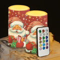 Red LED Candles with Remote Flickering Flameless Candles Santa Claus Stars Battery Operated Fake Pillar Candles Christmas Decorations for Bedroom Living Room Dining Room Table Decor