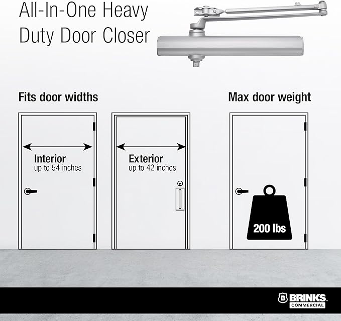 Heavy Duty All in ONE COMM Closer with MOUNTING Plate UL Listed, Aluminum (Aluminum)